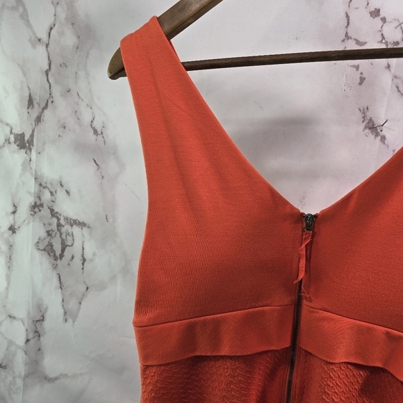 Anthropologie Dress Womens 8 Medium Orange Armour Cross Front Jacquard Mini - Picture 6 of 10